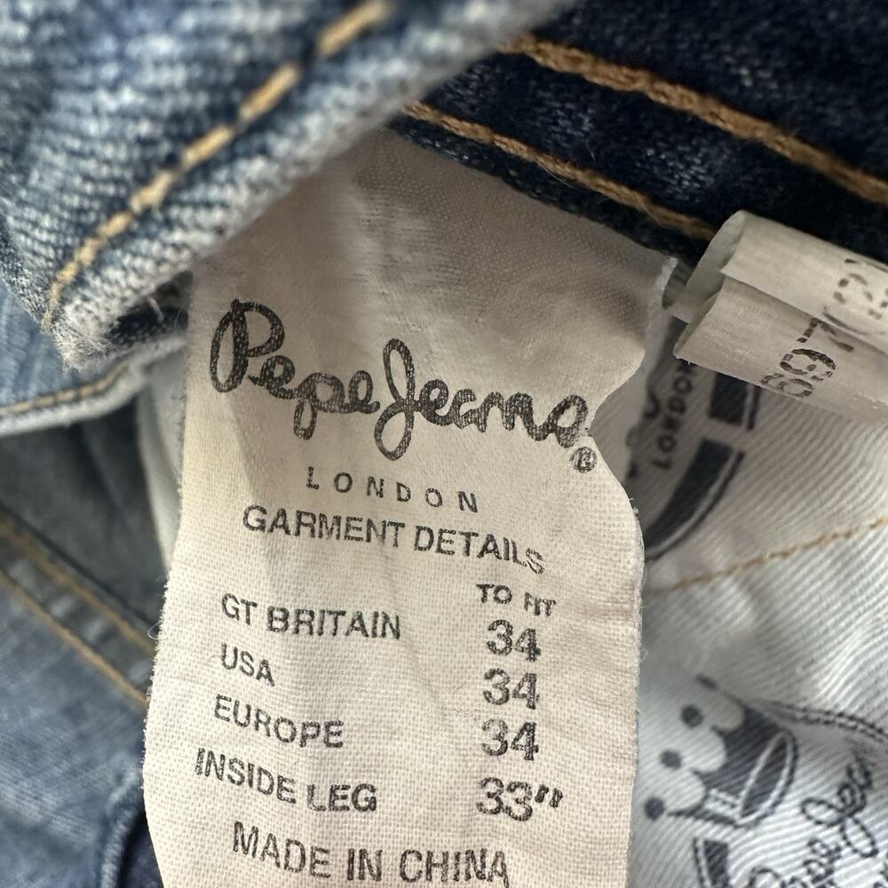 Vintage Pepe Jeans Denim Y2K Ultra Baggy Jeans Pants 34x32 Men Faded Drawstring - Picture 5 of 9